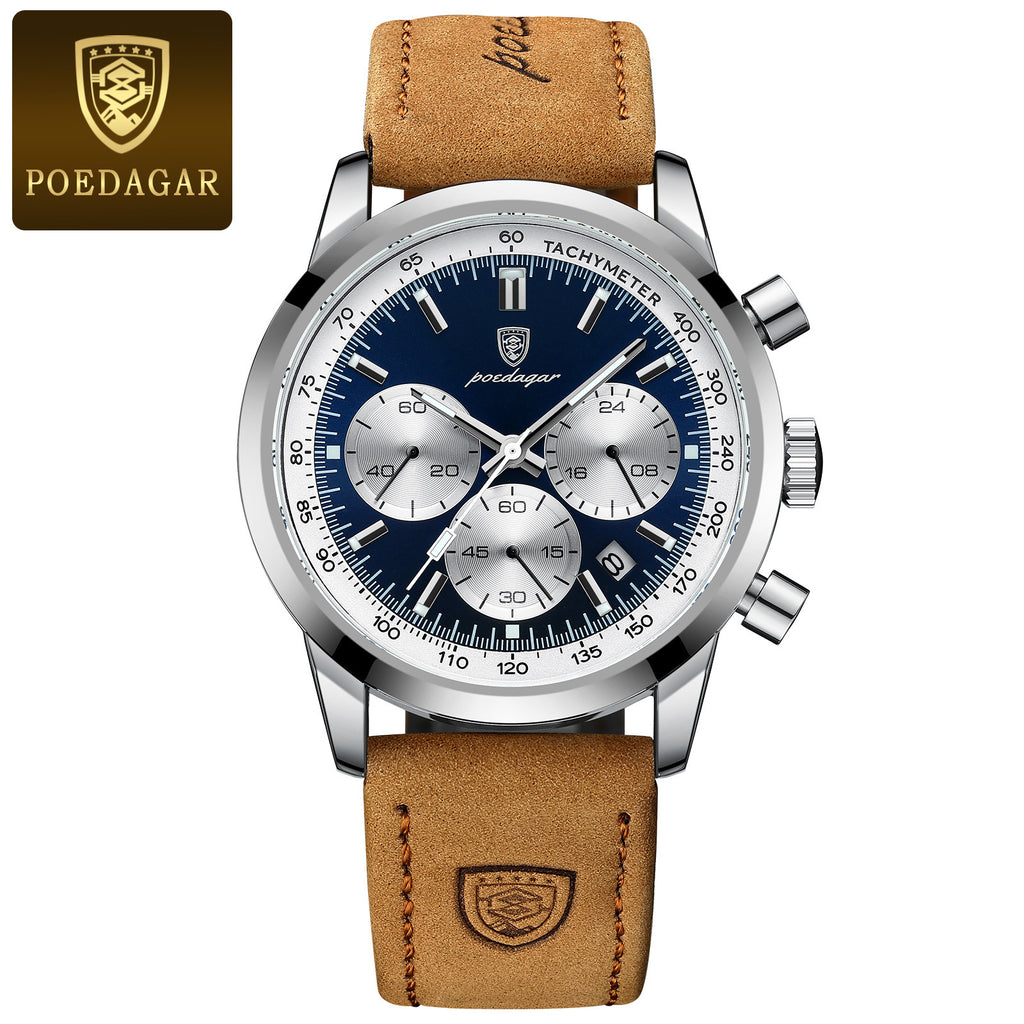 Men's Quartz Watch with Leather Strap